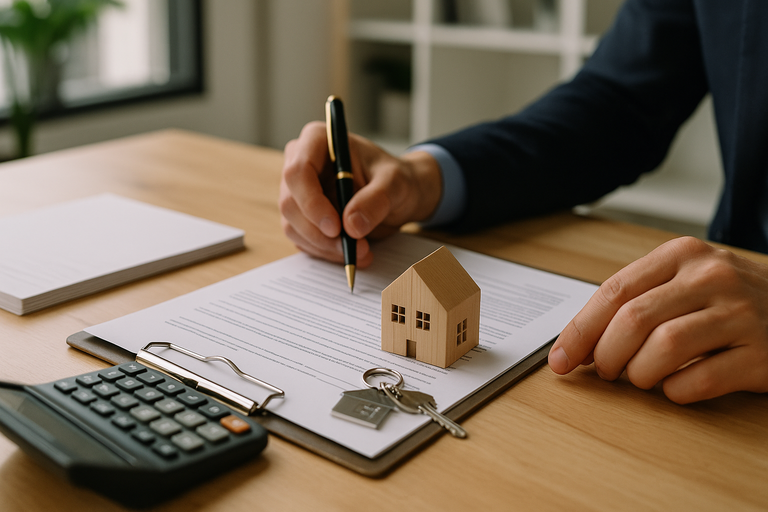 Documenti e calcolatrice per calcolare le spese accessorie dell’acquisto di una casa