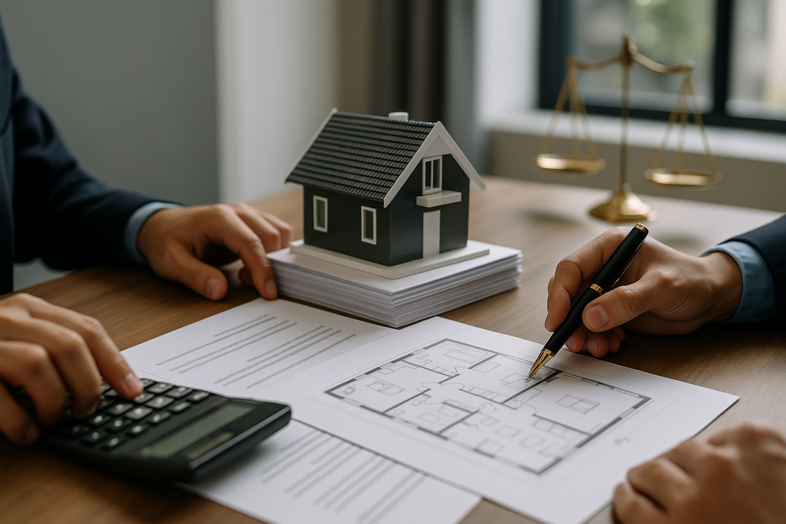 Documenti per compravendita immobiliare su scrivania in uno studio professionale