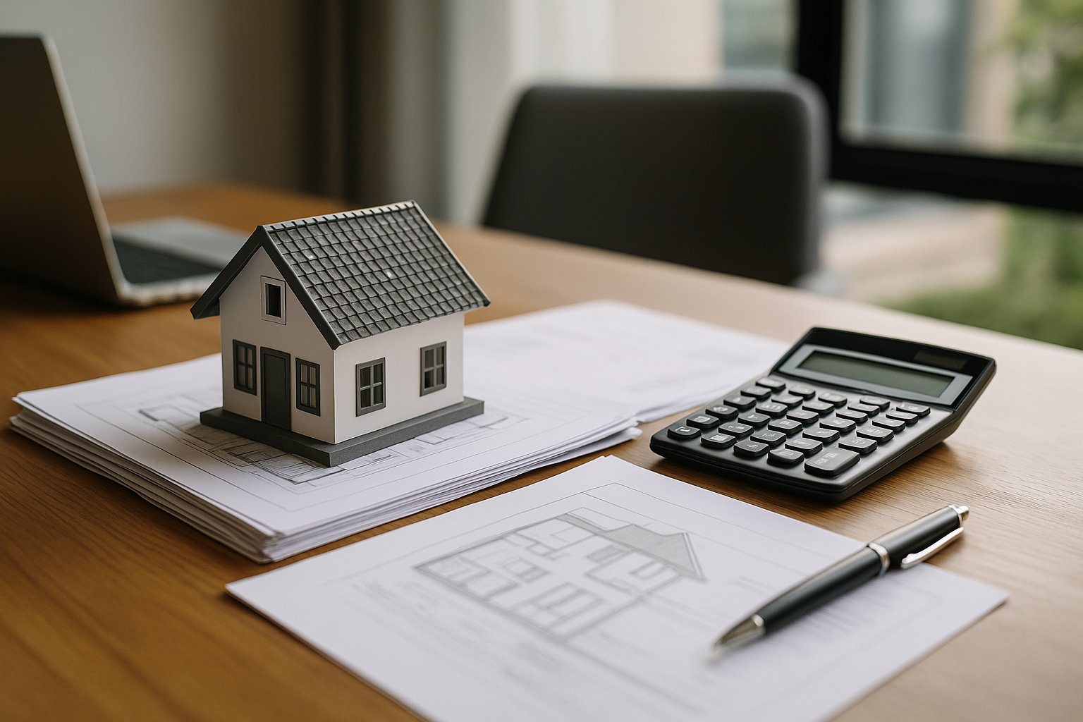 Documenti immobiliari e calcolatrice su una scrivania per illustrare il confronto tra valore catastale e valore di mercato